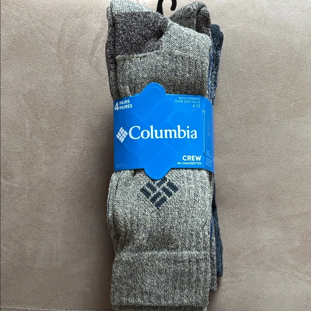 Columbia Men's Casual Crew Socks - Blue, Gray, Tan NWT